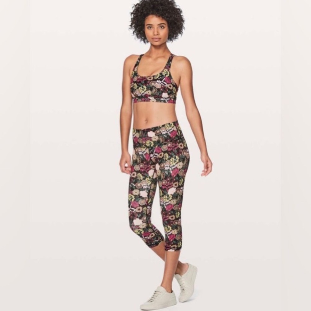 lululemon athletica Floral Leggings - Black, Pink, Green 10